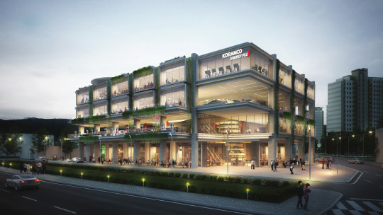 코람코에너지리츠가 개발 중인 시흥목감주유소 모빌리티-리테일복합개발 예상도. 코람코자산신탁 제공.